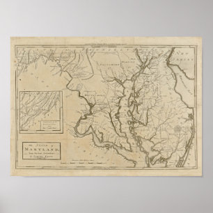 ヴィンテージの1795年のメリーランドの地図 ポスター