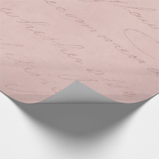 ヴィンテージの18世紀の植民地ピンクのバラの文字の羊皮紙 ラッピングペーパー (角)