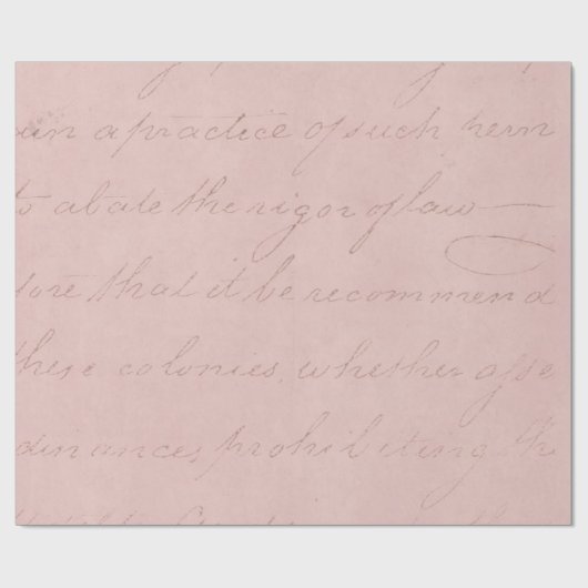 ヴィンテージの18世紀の植民地ピンクのバラの文字の羊皮紙 ラッピングペーパー (フラット)