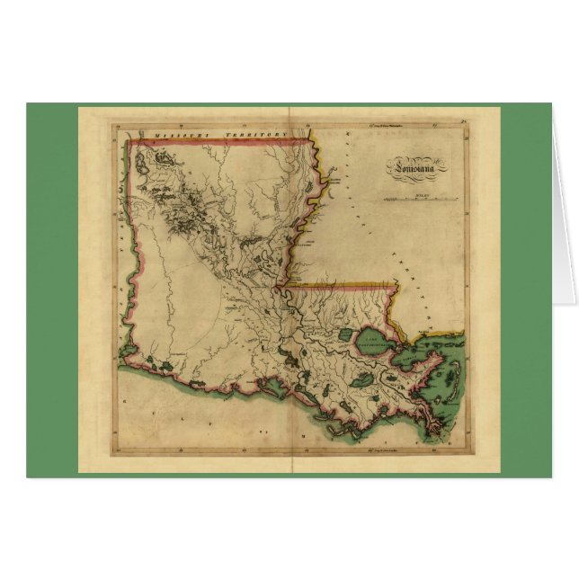 ヴィンテージの1814年のルイジアナの地図 (正面横)
