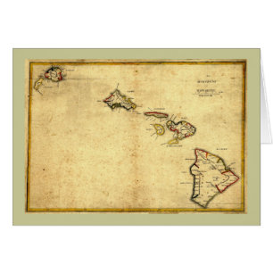 ヴィンテージの1837年ハワイの地図-ハワイ諸島の