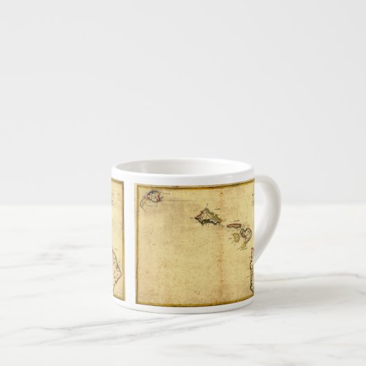 ヴィンテージの1837年ハワイの地図-ハワイ諸島の エスプレッソカップ (正面右)