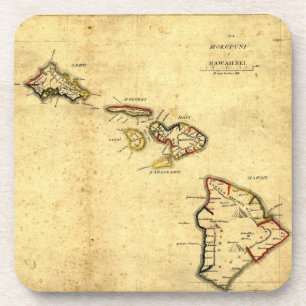 ヴィンテージの1837年ハワイの地図-ハワイ諸島の コースター