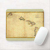 ヴィンテージの1837年ハワイの地図-ハワイ諸島の マウスパッド (マウス)