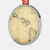 ヴィンテージの1837年ハワイの地図-ハワイ諸島の メタルオーナメント (左)