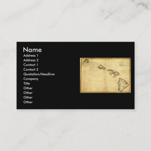 ヴィンテージの1837年ハワイの地図-ハワイ諸島の 名刺 (正面)