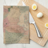 ヴィンテージの1872年ブルックリンの地図-ニューヨークシティ、女王の キッチンタオル (四つ折り)