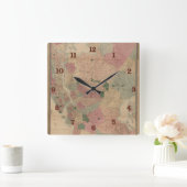 ヴィンテージの1872年ブルックリンの地図-ニューヨークシティ、女王の スクエア壁時計 (ホーム)