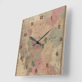 ヴィンテージの1872年ブルックリンの地図-ニューヨークシティ、女王の スクエア壁時計 (傾斜)