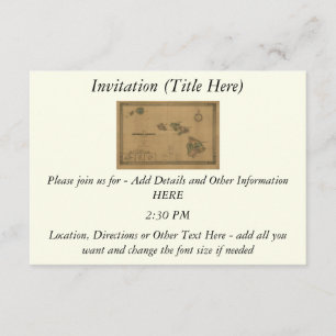 ヴィンテージの1876年ハワイの地図-ハワイ諸島の 招待状