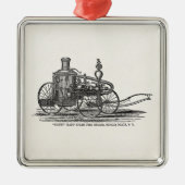 ヴィンテージの19世紀によっては消防車の旧式な普通消防車が蒸気を発します メタルオーナメント (正面)