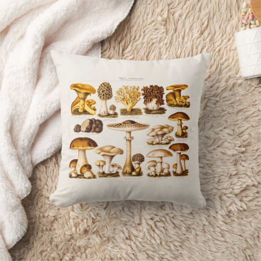 ヴィンテージの19世紀のきのこの変化のきのこのテンプレート クッション (ブランケット)