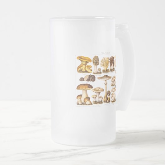 ヴィンテージの19世紀のきのこの変化のきのこのテンプレート フロストグラスビールジョッキ (正面右)