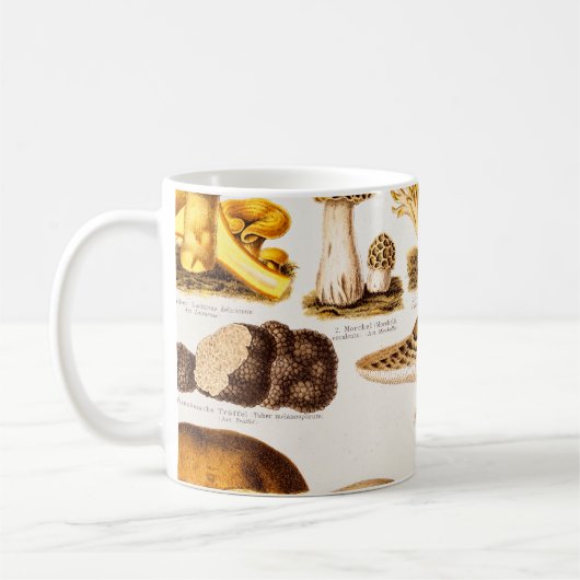 ヴィンテージの19世紀のきのこの変化のテンプレート コーヒーマグカップ (左)