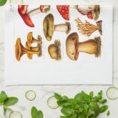 ヴィンテージの19世紀のきのこの変化の赤のきのこ キッチンタオル (折り畳み)