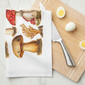 ヴィンテージの19世紀のきのこの変化の赤のきのこ キッチンタオル (四つ折り)