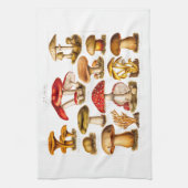 ヴィンテージの19世紀のきのこの変化の赤のきのこ キッチンタオル (縦)