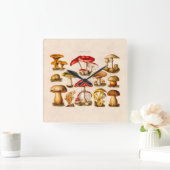 ヴィンテージの19世紀のきのこの変化の赤のきのこ スクエア壁時計 (ホーム)