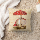 ヴィンテージの19世紀のきのこの赤のきのこのテンプレート クッション (ブランケット)