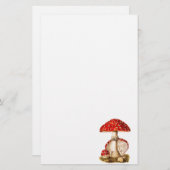 ヴィンテージの19世紀のきのこの赤のきのこのテンプレート 便箋 (正面/裏面)