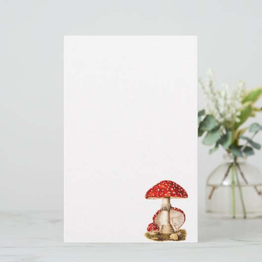 ヴィンテージの19世紀のきのこの赤のきのこのテンプレート 便箋 (スタンド正面)