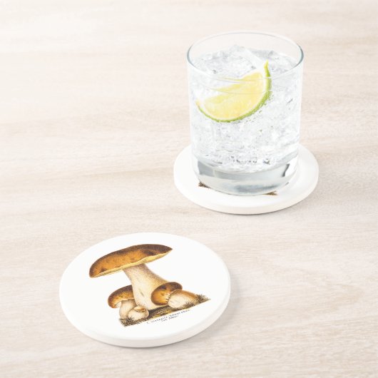 ヴィンテージの19世紀のきのこの食用のきのこのテンプレート コースター (側面)