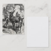 ヴィンテージの19世紀のアカシカのイラストレーションの雄鹿の雌ジカの子鹿 名刺 (正面/裏面)