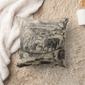 ヴィンテージの19世紀のアフリカ動物のイラストレーション動物 クッション (ブランケット)