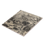 ヴィンテージの19世紀のアフリカ動物のイラストレーション動物 タイル (側面)