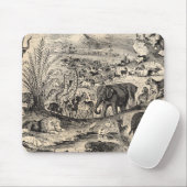 ヴィンテージの19世紀のアフリカ動物のイラストレーション動物 マウスパッド (マウス)