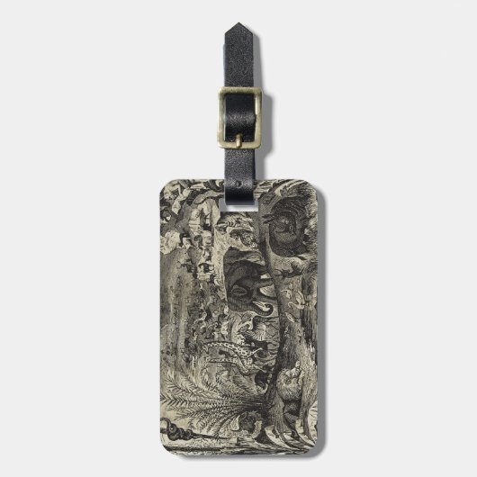 ヴィンテージの19世紀のアフリカ動物のイラストレーション動物 ラゲッジタグ (正面縦)