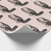 ヴィンテージの19世紀のアリクイのピンクのレトロの蟻の食べる人 ラッピングペーパー (角)