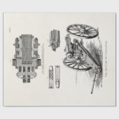 ヴィンテージの19世紀のガトリング砲の機関銃テンプレート ラッピングペーパー (フラット)