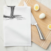 ヴィンテージの19世紀のグレイハウンド犬のイラストレーション-犬 キッチンタオル (四つ折り)