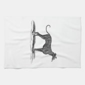 ヴィンテージの19世紀のグレイハウンド犬のイラストレーション-犬 キッチンタオル (横)