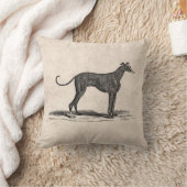 ヴィンテージの19世紀のグレイハウンド犬のイラストレーション-犬 クッション (ブランケット)