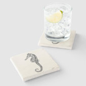 ヴィンテージの19世紀のタツノオトシゴの海のタツノオトシゴのテンプレート ストーンコースター (横)