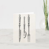 ヴィンテージの19世紀のナイフのフォークのスプーンのナイフの古い食事用器具類 カード (正面)