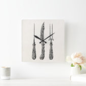 ヴィンテージの19世紀のナイフのフォークの一突きの台所食事用器具類 スクエア壁時計 (ホーム)