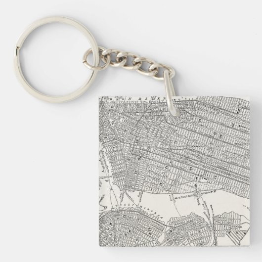 ヴィンテージの19世紀のニューヨークシティブルックリンの地図NYCの地図 キーホルダー (正面)
