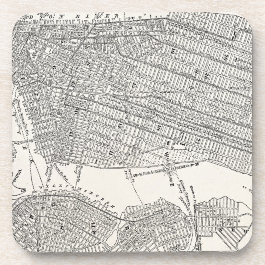 ヴィンテージの19世紀のニューヨークシティブルックリンの地図NYCの地図 コースター (正面)