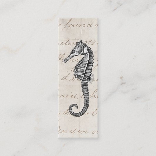 ヴィンテージの19世紀のハワイのタツノオトシゴのイラストレーション スキニー名刺 (正面)