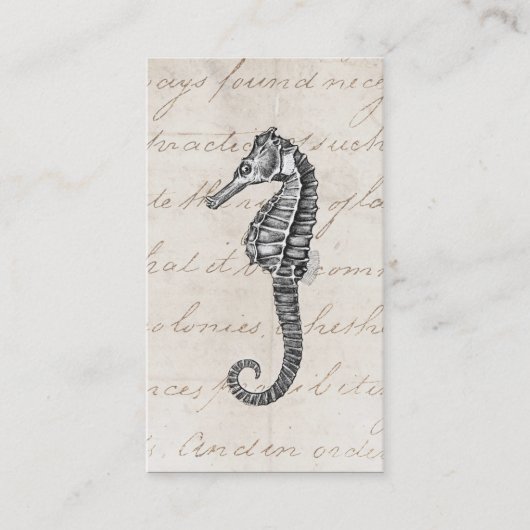 ヴィンテージの19世紀のハワイのタツノオトシゴのイラストレーション 名刺 (正面)