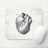 ヴィンテージの19世紀のハートのレトロの心臓解剖学のハート マウスパッド (マウス)