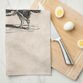 ヴィンテージの19世紀のボーダーコリー犬のイラストレーション キッチンタオル (四つ折り)