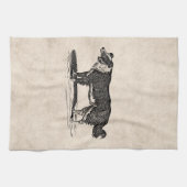 ヴィンテージの19世紀のボーダーコリー犬のイラストレーション キッチンタオル (横)