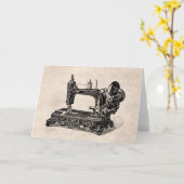 ヴィンテージの19世紀のミシンのイラストレーション カード (黄色い花)