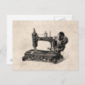 ヴィンテージの19世紀のミシンのイラストレーション ポストカード (正面/裏面)