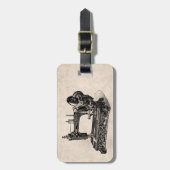 ヴィンテージの19世紀のミシンのイラストレーション ラゲッジタグ (正面縦)