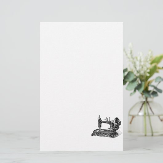 ヴィンテージの19世紀のミシンのイラストレーション 便箋 (スタンド正面)